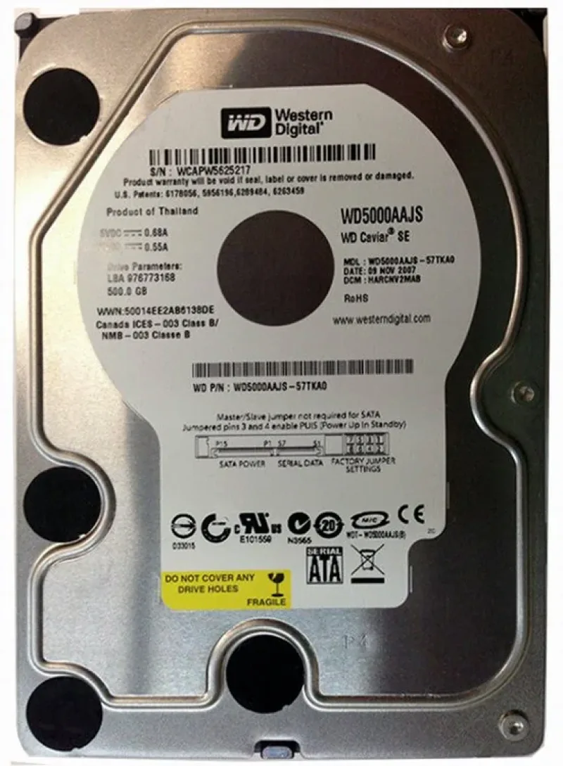 WD5000AAJS-00A8B0 - Western Digital Caviar SE 500GB 7200RPM SATA 3Gb/s 8MB Cache 3.5-inch Hard Drive