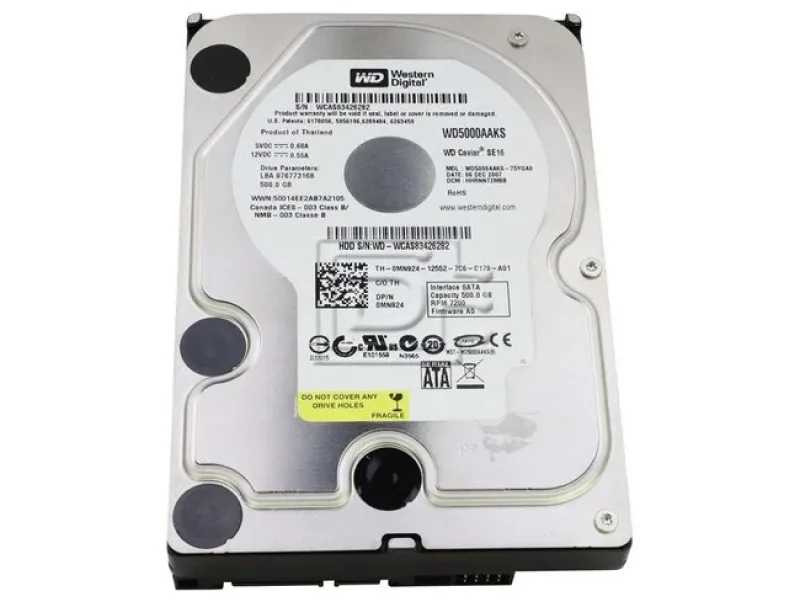 WD5000AAKS-00V6A0 - Western Digital Caviar Blue 500GB 7200RPM SATA 3Gb/s 16MB Cache 3.5-inch Hard Drive