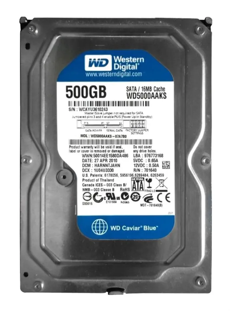WD5000AAKS-07A7B0 - Western Digital Caviar Blue 500GB 7200RPM SATA 3Gb/s 16MB Cache 3.5-inch Hard Drive