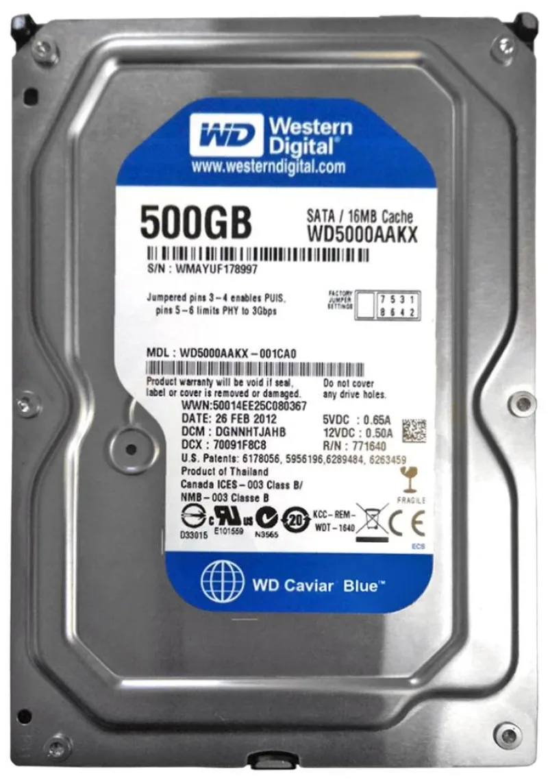 WD5000AAKX-003CA0 - Western Digital Caviar Blue 500GB 7200RPM SATA 6Gb/s 16MB Cache 3.5-inch Hard Drive