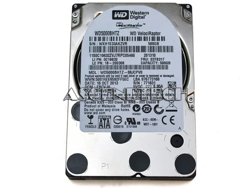 WD5000BHTZ-60JCPV0 - Western Digital VelociRaptor 500GB 10000RPM SATA 6Gb/s 64MB Cache 2.5-inch Hard Drive