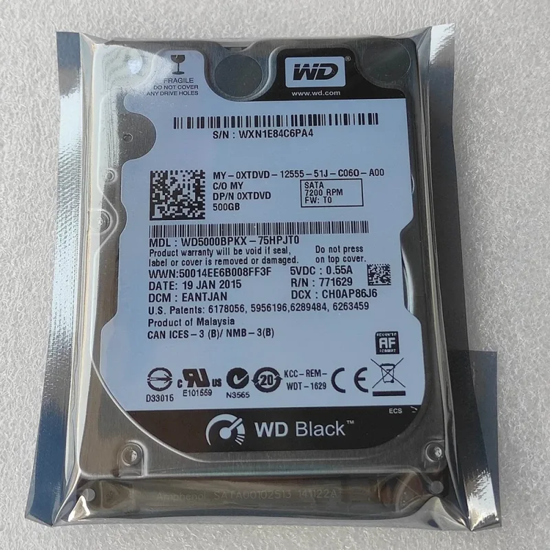 WD5000BPKX-66HPJT0 - Western Digital Black 500GB 7200RPM SATA 6Gb/s 16MB Cache 2.5-inch Hard Drive