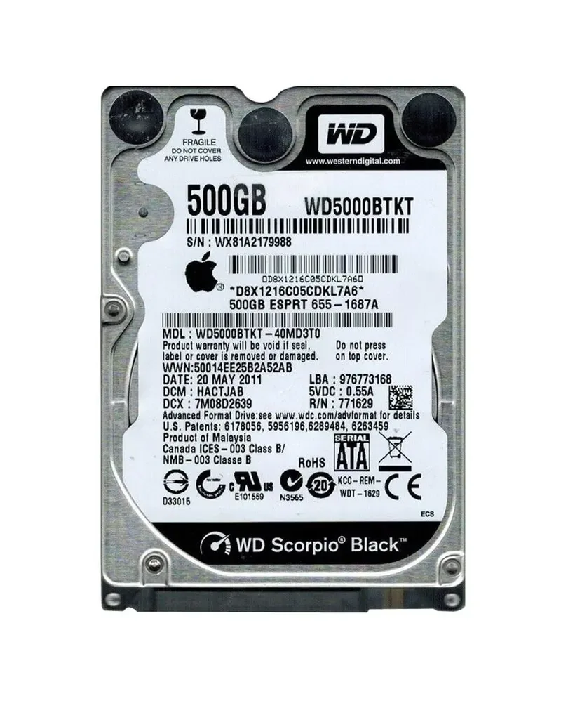 WD5000BTKT-40MD3T0 - Western Digital 500GB 7200RPM SATA 3Gb/s 2.5-inch Hard Drive