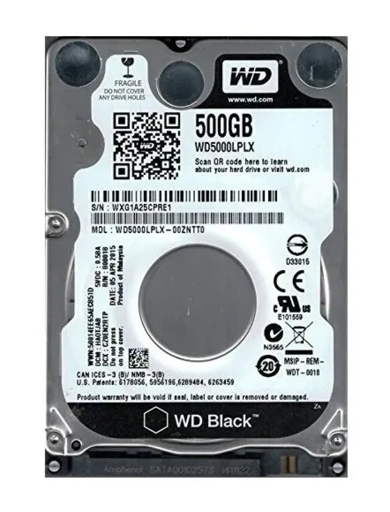WD5000LPVX-00ZNTT0 - Western Digital Blue 500GB 5400RPM SATA 6Gb/s 8MB Cache 2.5-inch Hard Drive