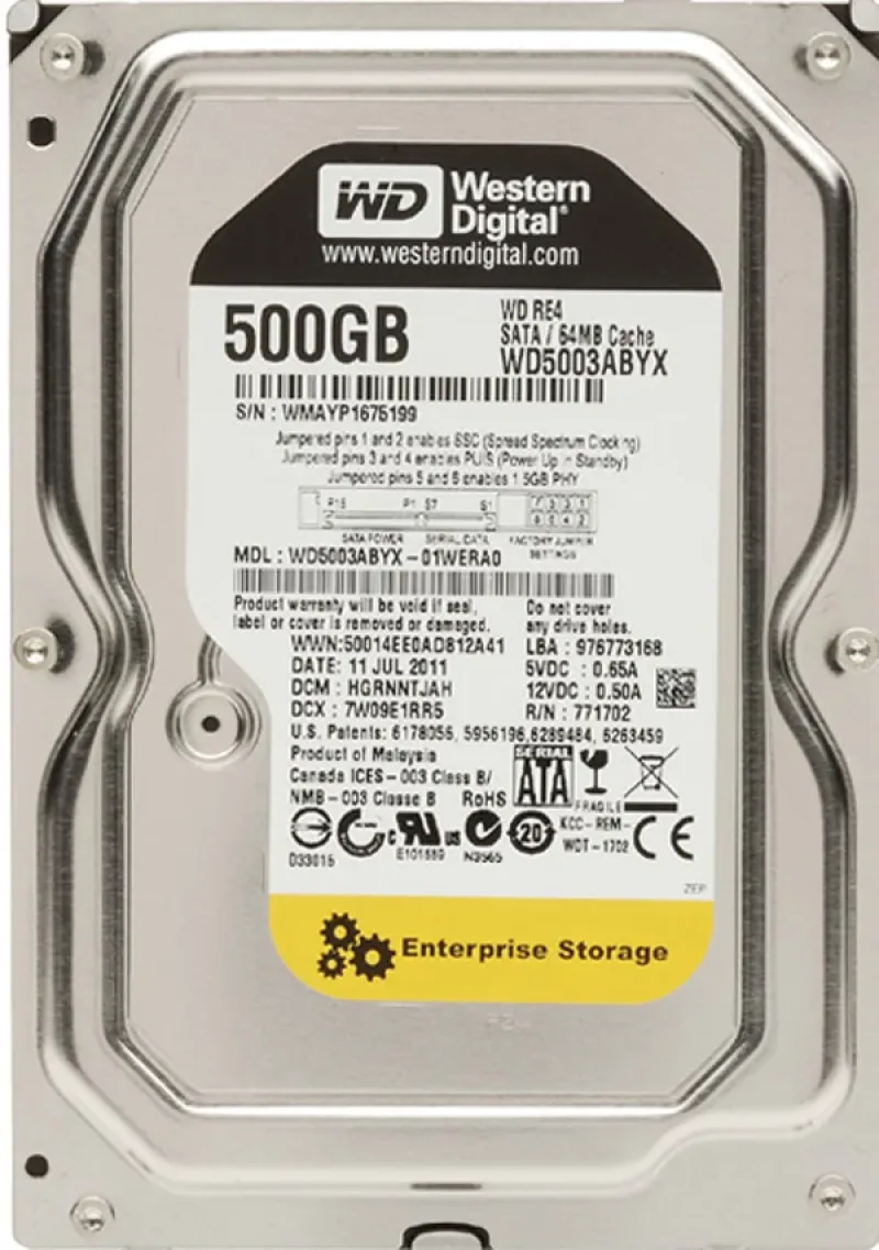 WD5003ABYX-01WERA2 - Western Digital RE4 500GB 7200RPM SATA 3Gb/s 64MB Cache 3.5-inch Enterprise Hard Drive