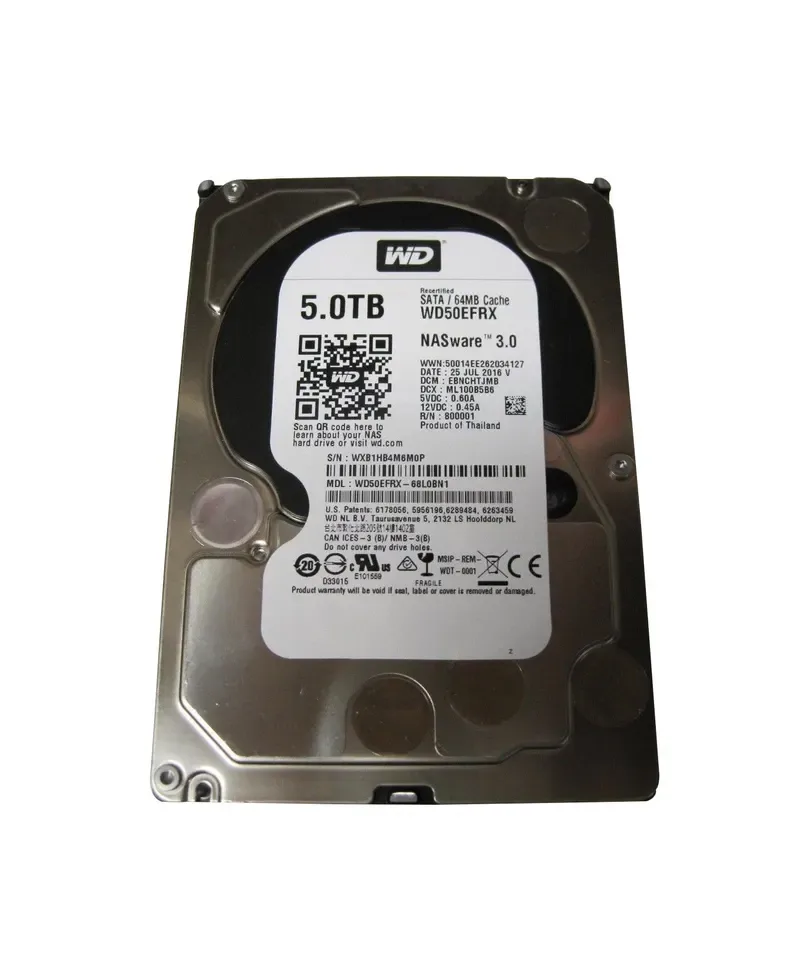 WD50EFRX - Western Digital Red 5TB 5400RPM SATA 6Gb/s 64MB Cache 3.5-inch NAS Hard Drive