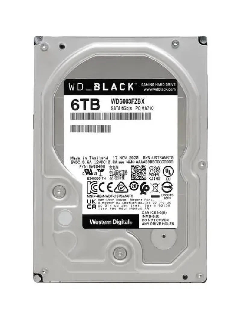 WD6004FZWX - Western Digital Black 6TB SATA 6Gb/s 7200RPM 128MB Cache 3.5-inch Gaming Hard Drive