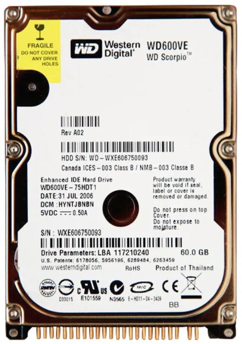 WD600VE - Western Digital Scorpio 60GB 5400RPM ATA-100 8MB Cache 44-Pin 2.5-inch Hard Drive