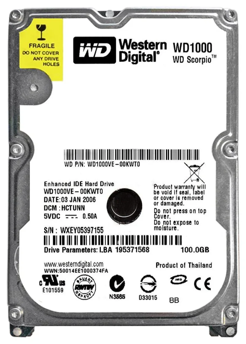 WD600VE-75HDT0 - Western Digital Scorpio 60GB 5400RPM ATA-100 8MB Cache 44-Pin 2.5-inch Hard Drive