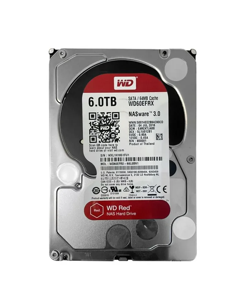 WD60EFRX-68L0BN1 - Western Digital Red 6TB 5400RPM SATA 6Gb/s 64MB Cache 3.5-inch NAS Hard Drive