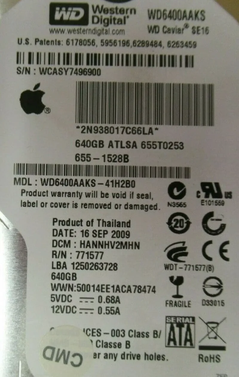WD6400AAKS-75A7B0 - Western Digital Caviar Blue 640GB 7200RPM SATA 3Gb/s 16MB Cache 3.5-inch Hard Drive