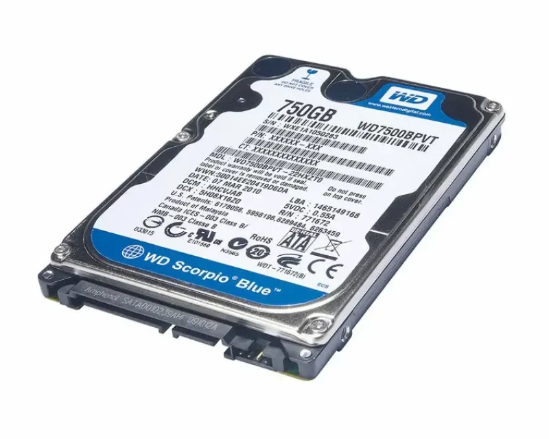 WD7500BPVT-08HXZ - Western Digital Scorpio Blue 750GB 5400RPM SATA 3Gb/s 8MB Cache 2.5-inch Hard Drive