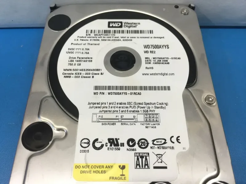 WD7502ABYS-70A6B0 - Western Digital RE3 750GB 7200RPM SATA 3Gb/s 7-Pin 32MB Cache 3.5-inch Hard Drive