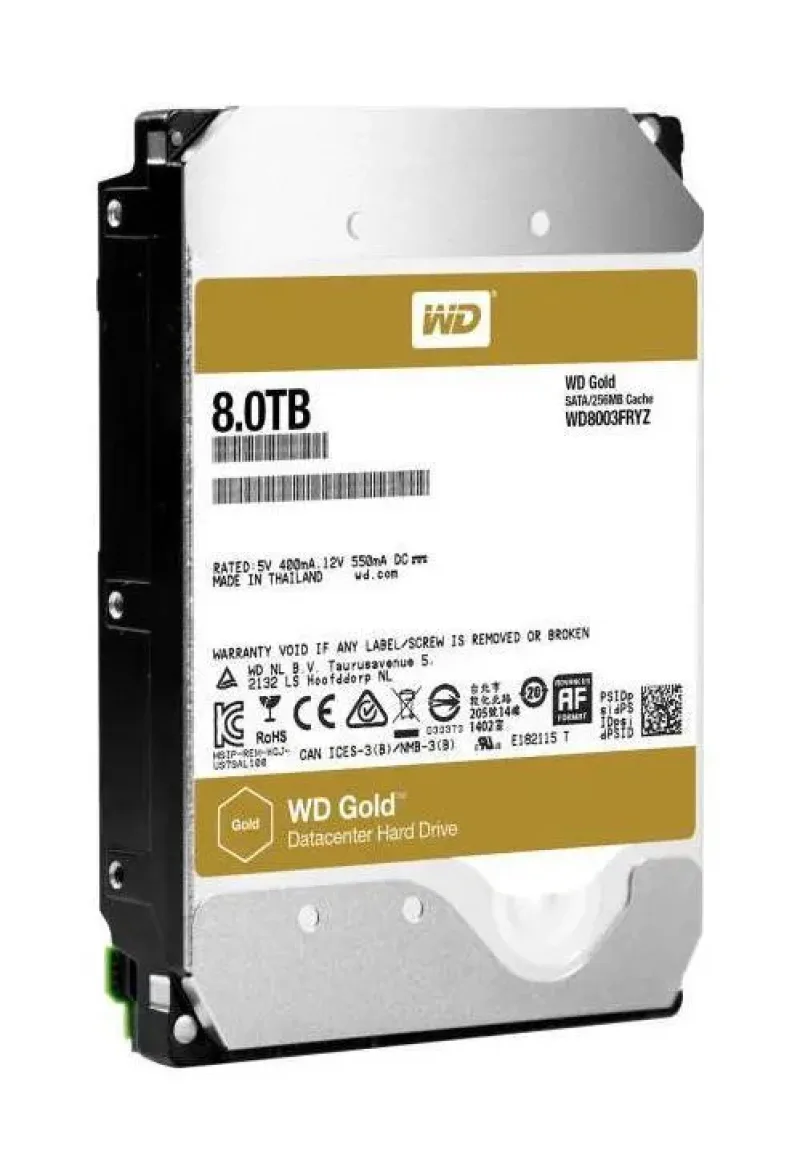 WD8003FRYZSP - Western Digital Gold 8TB 7200RPM SATA 6Gb/s 128MB Cache 3.5-inch Hard Drive