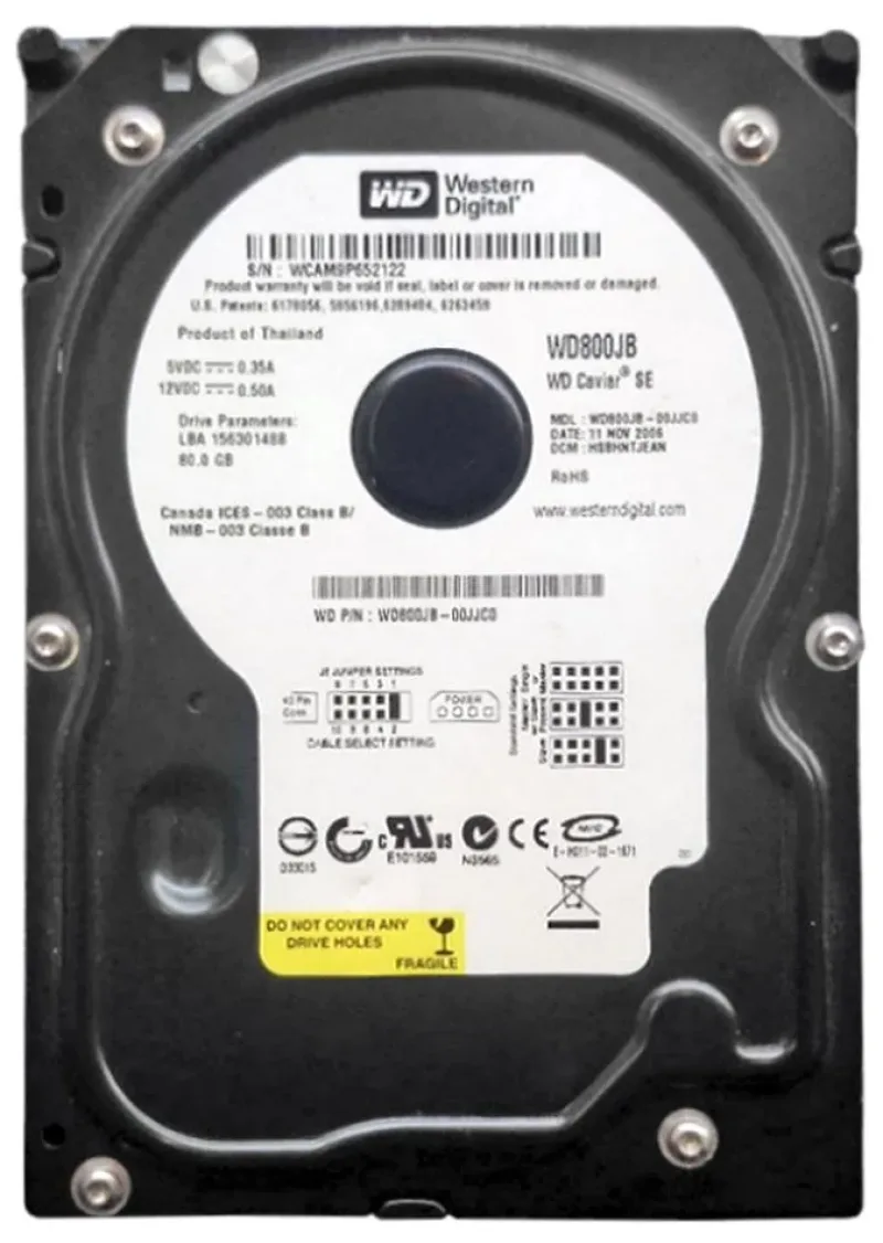 WD800BB-00DAA3 - Western Digital Caviar 80GB 7200RPM ATA-100 2MB Cache 3.5-inch Hard Drive