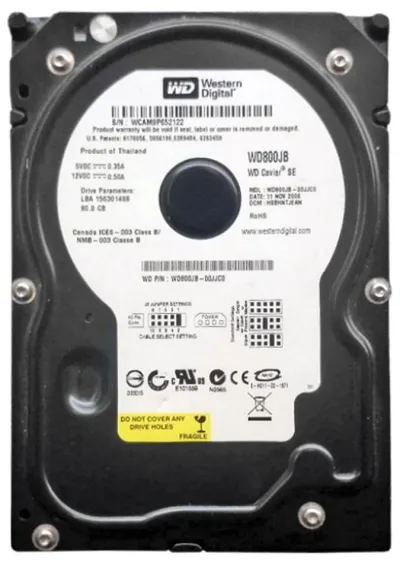 WD800BB-75CAA0 - Western Digital Caviar 80GB 7200RPM ATA-100 2MB Cache 3.5-inch Hard Drive