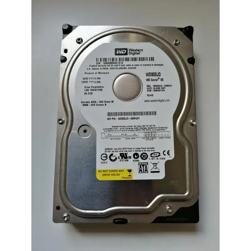 WD800BD-55MTA1 - Western Digital Caviar 80GB 7200RPM SATA 1.5Gb/s 2MB Cache 3.5-inch Hard Drive