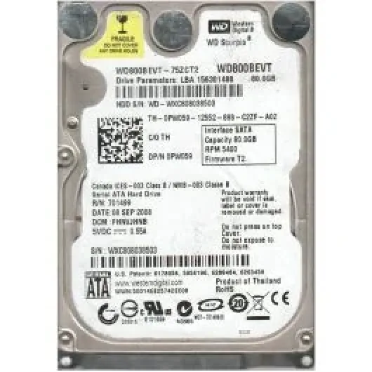WD800BEVS-00LAT0 - Western Digital Scorpio 80GB 5400RPM SATA 1.5Gb/s 8MB Cache 2.5-inch Hard Drive