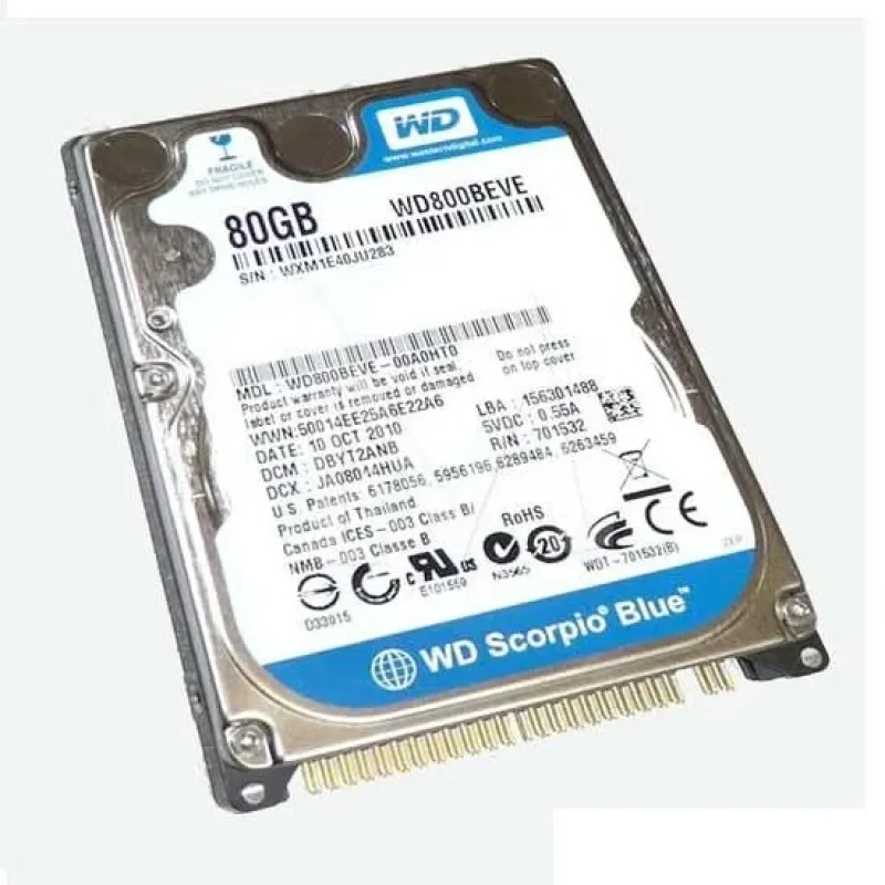 WD800UE-22KVT0 - Western Digital Scorpio 80GB 5400RPM ATA-100 2MB Cache 40-Pin 2.5-inch Hard Drive