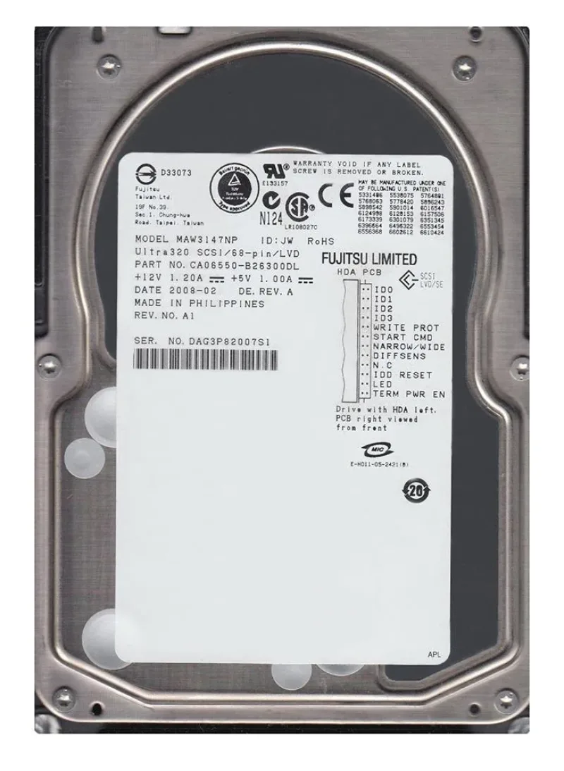 WF146NP10KA - Fujitsu 146GB 10000RPM Ultra-320 SCSI 68-Pin 3.5-inch Hard Disk Drive