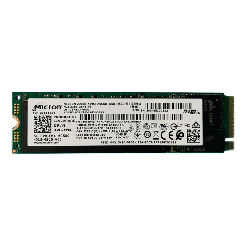 Dell WGFH4 Dell 0WGFH4 / WGFH4 256GB Triple-Level Cell PCI Express NVMe 3.0 x4 M.2 2280 Solid State Drive. In Stock