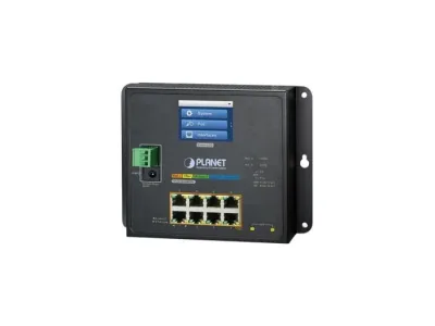 WGS-5225-8P2SV - Planet 8 x Ports 10/100/1000T PoE + 2 x Ports 100/1000X SFP Wall-Mount Managed Network Switch with LCD Touch Screen