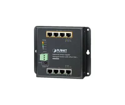 WGS-804HPT - Planet 8 x Ports 10/100/1000Base-T + 4 x Ports PoE+ Wall-Mounted Managed Ethernet Switch