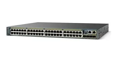 WS-C2960S-48TS-L - Cisco Catalyst 2960S-48TD-L 48-Port 48 x 10/100/1000 + 2 x 10 Gigabit SFP+ PoE Layer 2 Managed 1U Rack-mountable Stackable Gigabit Ethernet Network Switch