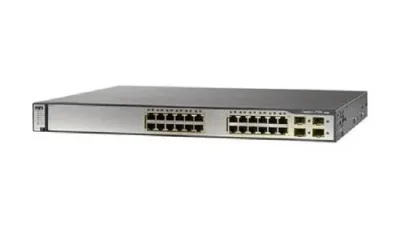 WS-C3750G-24TS-E1U - Cisco Catalyst 3750 24-Port RJ-45 24 x 10/100/1000Base-T + 2 SFP-based Layer3 Managed 1U Rack-mountable Gigabit Ethernet Switch