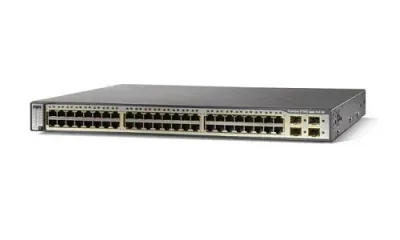 WS-C3750G-48TS-E - Cisco Catalyst 3750 48-Ports 48 x 10/100/1000Base-T + 4 x SFP Layer 3 Managed 1U Rack Mountable Stackable Gigabit Ethernet Network Switch