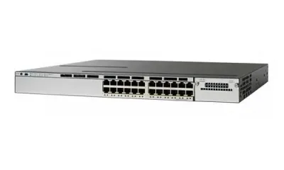 WS-C3850-24P-E - Cisco Catalyst 3850 Series PoE+ 24 x Ports SFP+ 10GBase-T Layer 3 Managed 1U Rack-Mountable Gigabit Ethernet Network Switch