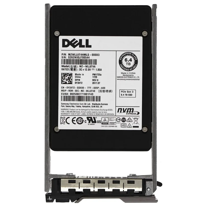 Dell Y3XT2 Dell 0Y3XT2 / Y3XT2 6.4TB Triple-Level Cell PCI Express NVMe 3.0 x4 Mixed Use 2.5-Inch Solid State Drive