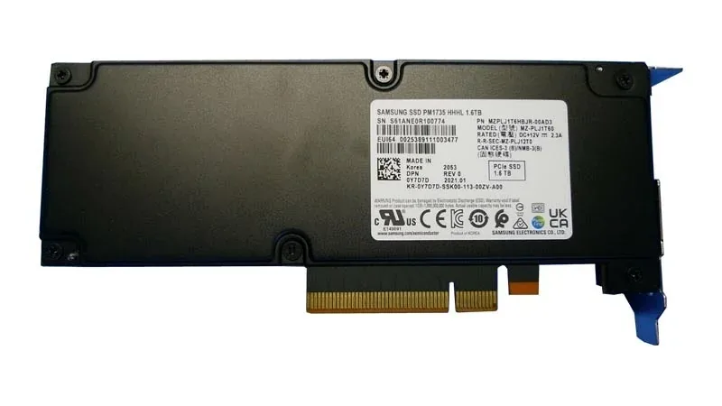 Dell Y7D7D Dell Dell 0Y7D7D / Y7D7D PM1735 1.6TB PCI Express NVMe x8 Mixed Use HHHL Solid State Drive For Poweredge Server