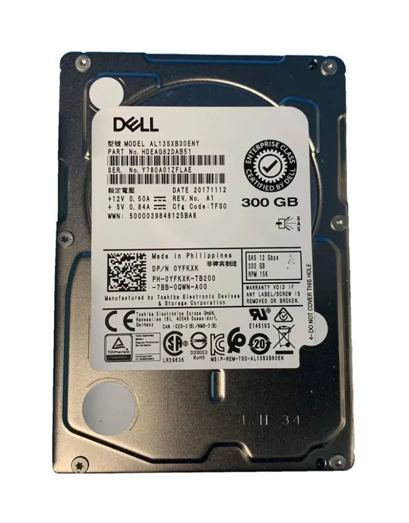 YFKXK - Dell 300GB 15000RPM SAS 12Gb/s 512n Hot-Pluggable 2.5-inch Hard Drive with Tray