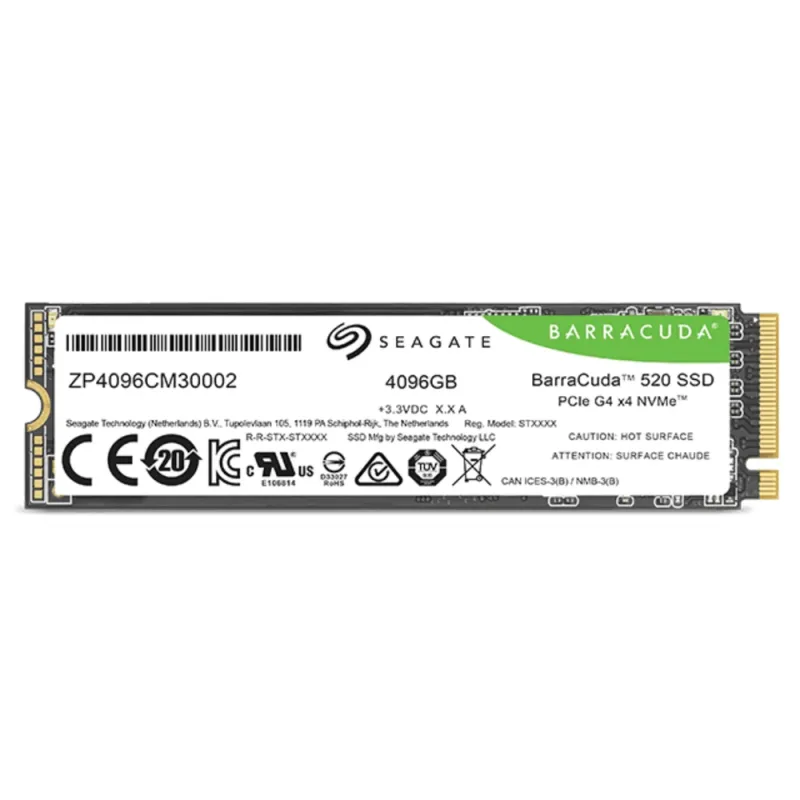 Seagate ZP4096CM3A002 BarraCuda 520 4096GB PCIe 4.0 x4 NVMe Solid State Drive. In Stock